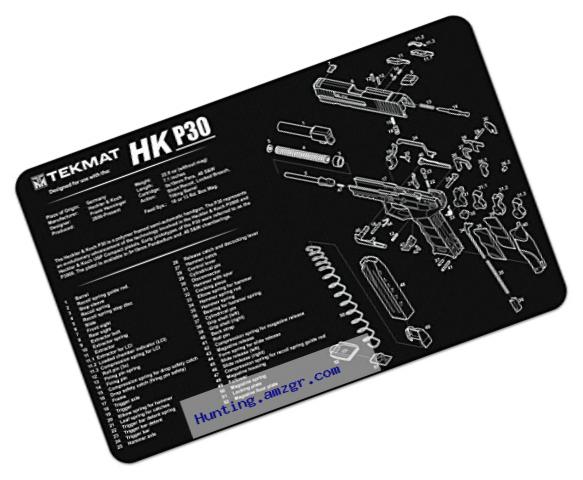 TekMat H&K P30 Gun Cleaning Mat /11 x 17 Thick, Durable, Waterproof / Handgun Cleaning Mat with Parts Diagram and Instructions / Black