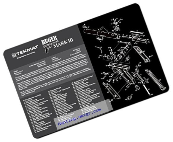 TekMat Ruger Mark III Gun Cleaning Mat / 11 x 17 Thick, Durable, Waterproof / Handgun Cleaning Mat with Parts Diagram and Instructions / Black and Grey